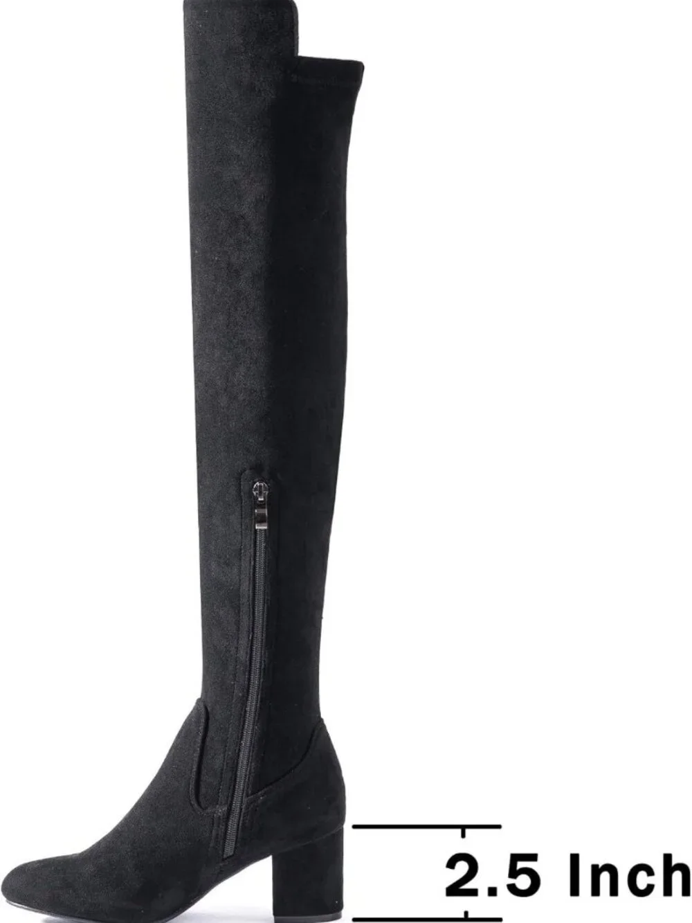 Stylish Over the Knee Suede Boots - Black Thigh High, Chunky 2